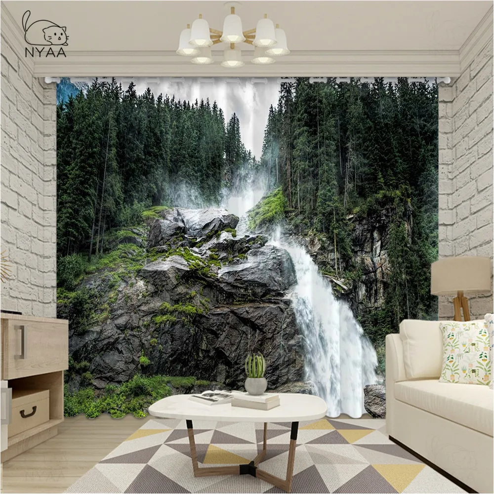 

Водопад, зеленый луг, цветок, весна, фотосессия, дверная занавеска для ванной комнаты, микро-затенение