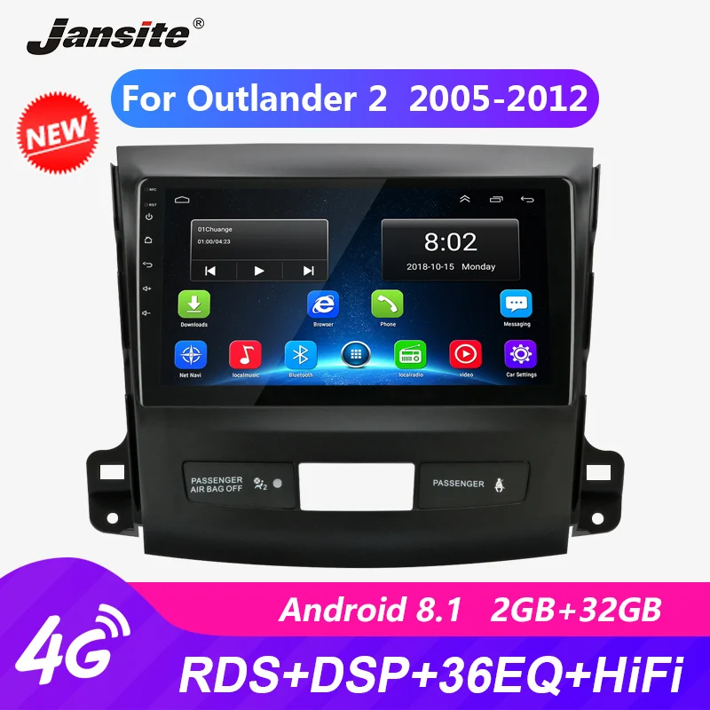 Vtopek 9" 4G Wifi Android Автомагнитола для Mitsubishi Outlander 2 2005-2012 2.5D Сенсорный экран 2G+32G Видеоплееры Coche с рамкой.