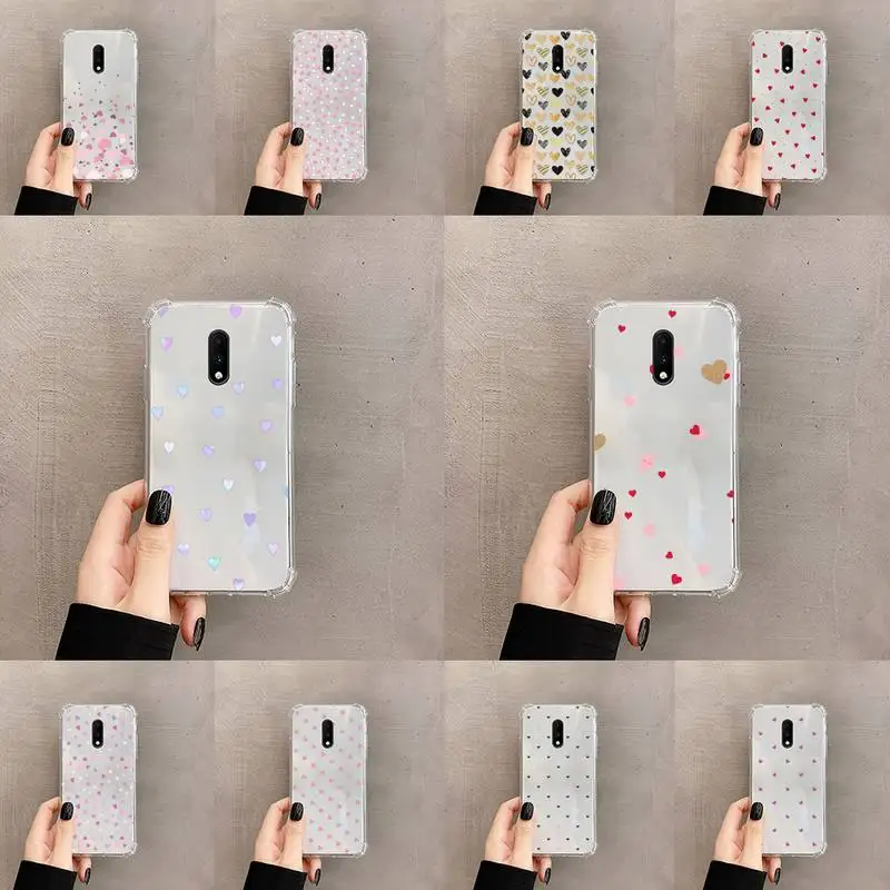 

Love Heart Phone Case Transparent For OnePlus MEIZU MEITU M 7 8 9 16 17 T PRO XS moible bag