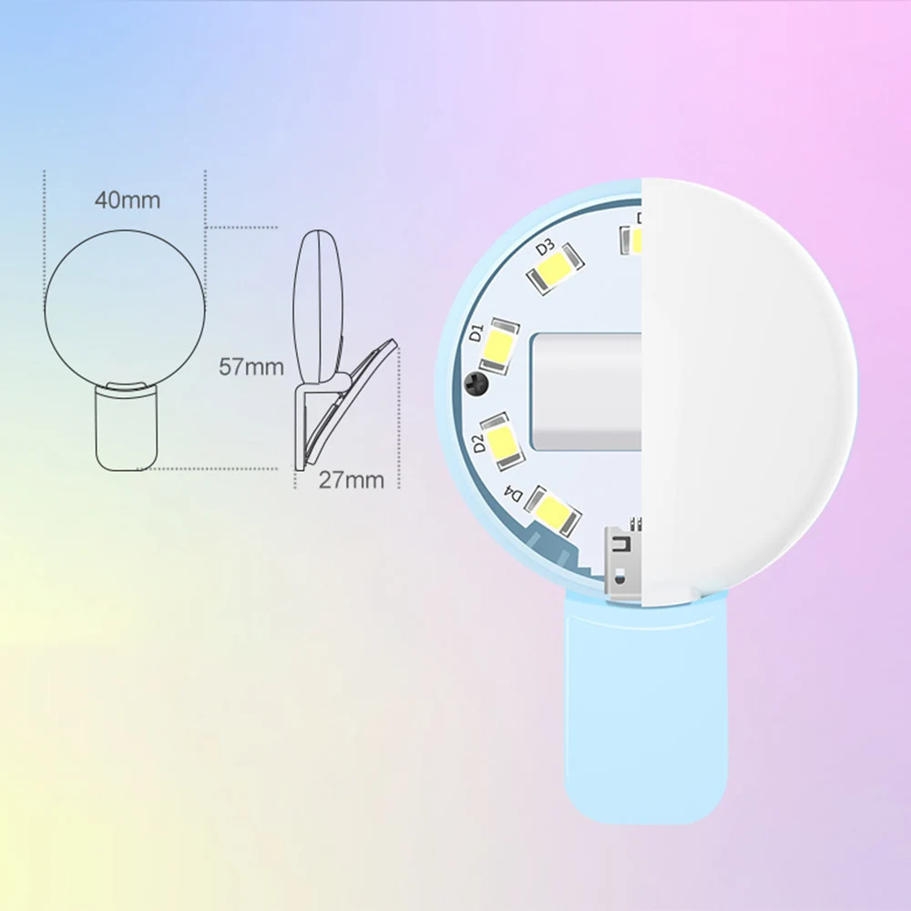 

Mini Selfie Lights Mobile Phone Lens Portable Selfie Ring Light Clip LED Selfie Lamp For Samsung For Xiaomi Huawei USB Charging