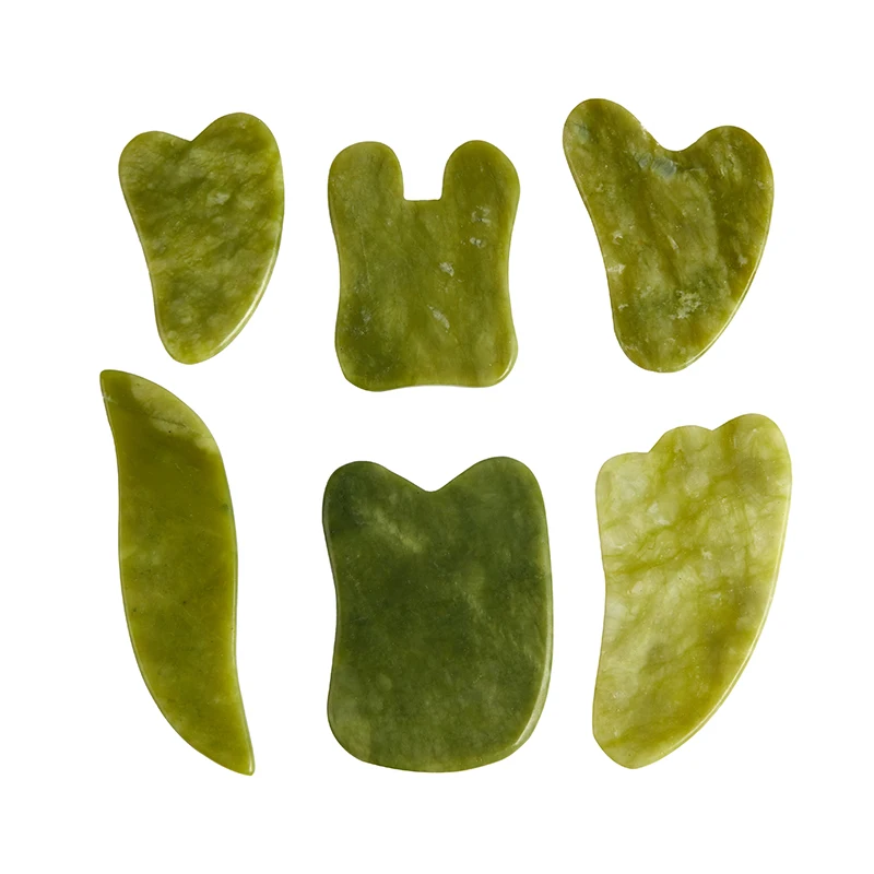 

Natural Jade Green Gua Sha Stone Board Massage Quartz Plate Jade Face Massager Scrapers Tools for Face Back Neck Body