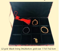 12 grid slots chinese silk brocade box wooden jewelry storage box organizer bracelet bangle display packaging case gifts