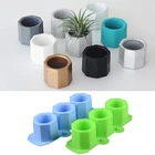Форма силиконовая для пресс-формы для цветочных горшков, многогональные формы для самостоятельного изготовления глины, суккулента, гипсовая форма с 3 отверстиями