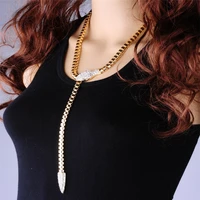 exaggerated long crystal snake necklace for women golden serpentine clavicle chain necklace jewelry gift