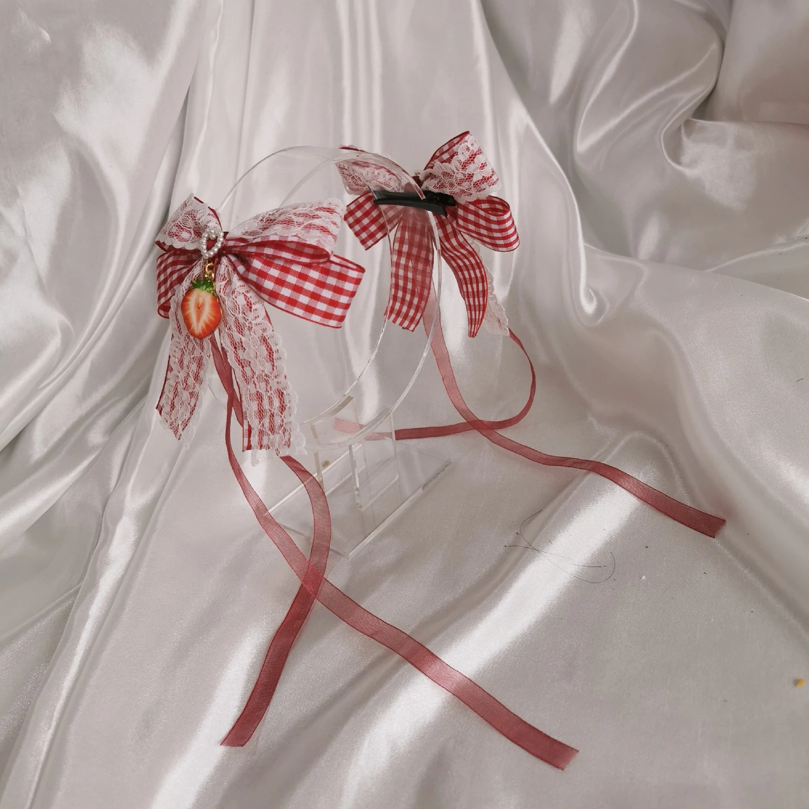 Заколки для волос Lita клубника мягкая девочек двойная лошадь хвостовой зажим