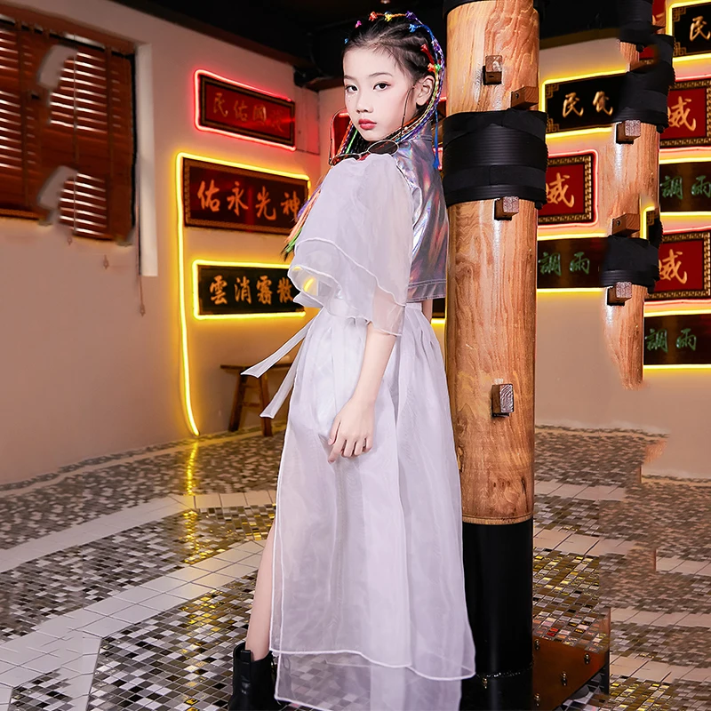 

2021 Jazz Dance Costumes Girls Red Stage Performance Clothing Street Hip Hop Dancing Outfit Children Cheerleading Party Wear