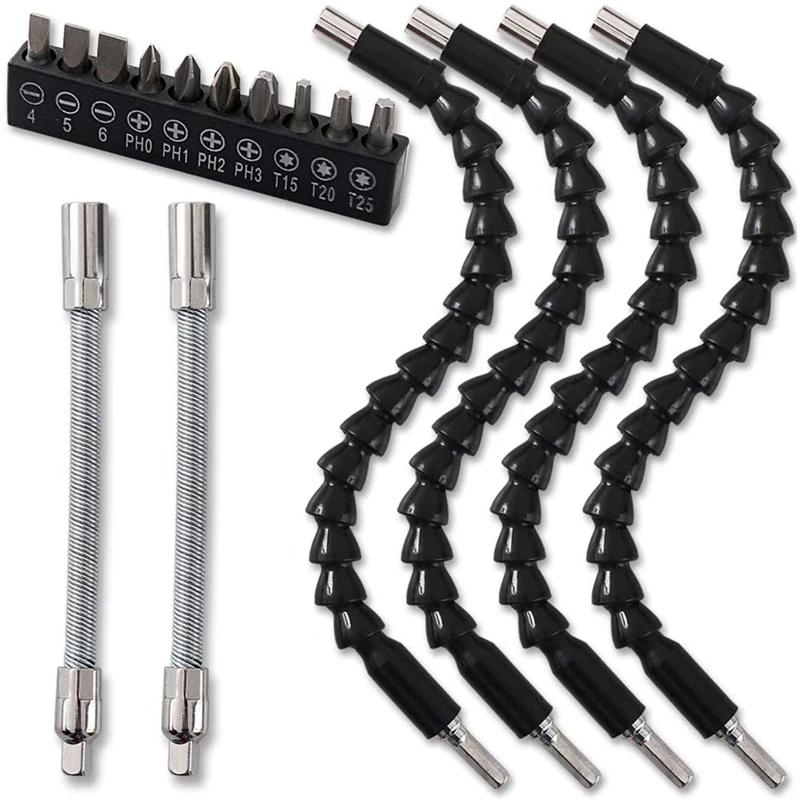 

4 Pcs Flexible Drill Bit Extension Kits, 1 Set Drill Bit Sets, 2Pcs Flexible Socket Extension Cable