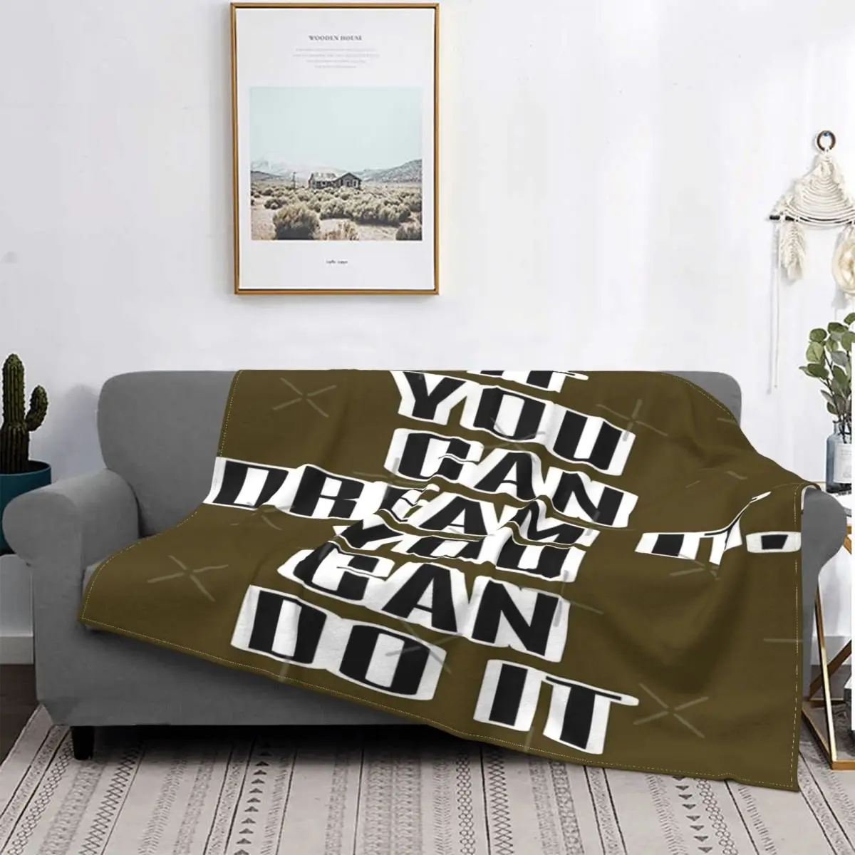 

Manta Kawaii a cuadros para cama, manta a cuadros, mullida, con frase If You Can Dream It You Can Do It, 1 manta