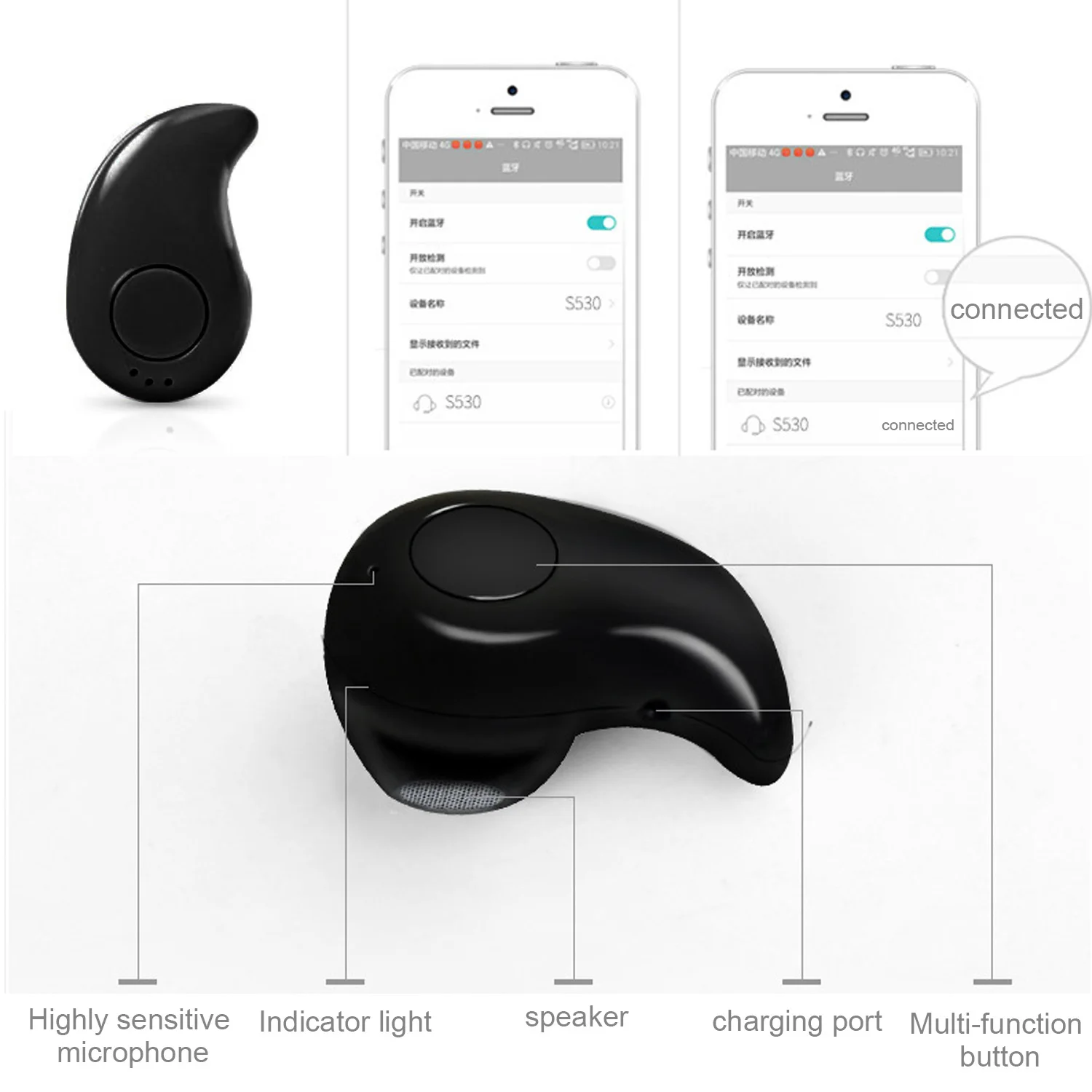 Универсальные миниатюрные невидимые внутриканальные беспроводные наушники Vococal