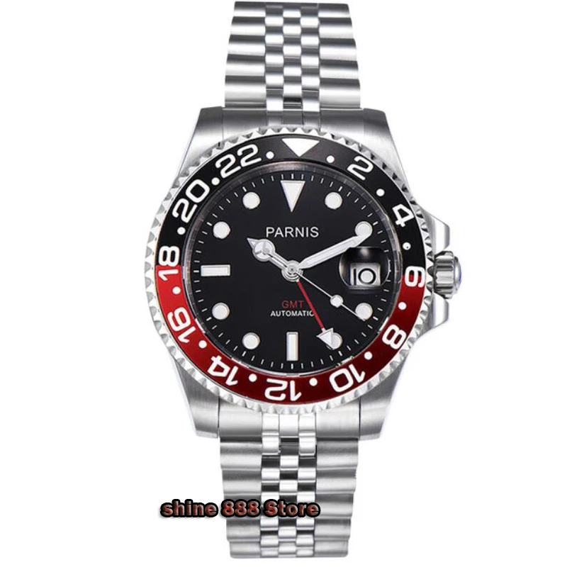 Parnis 40 мм автоматические механические часы для мужчин люксовый бренд GMT
