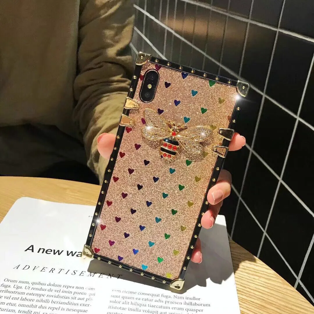 Diamond Butterfly Shell For iPhone xs max Cover Square Powder Silicone 6 7 8 Plus Elk Flower IPhone 11Pro Max |