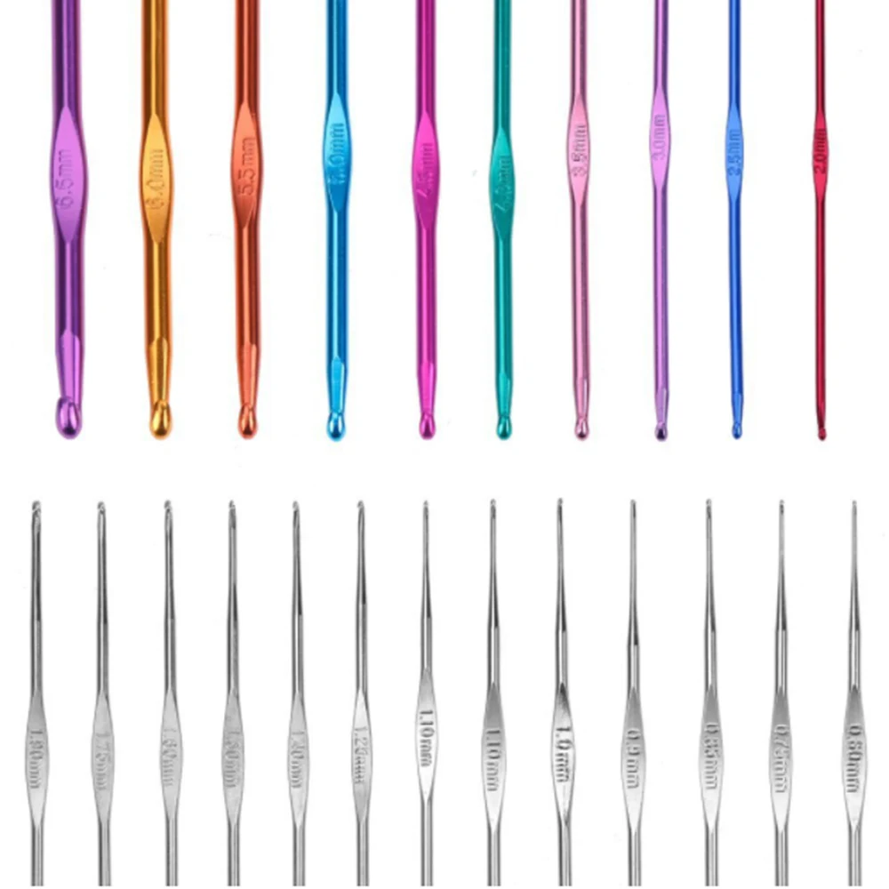 

100Pcs 22 Sizes DIY Crochet Needles Stitches Knitting Craft Case Crochet Agulha Set Weaving Tools Sewing Tools