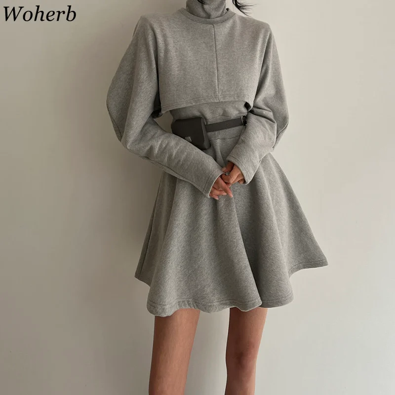 Woherb повседневный комплект из двух предметов женские укороченные пуловеры +