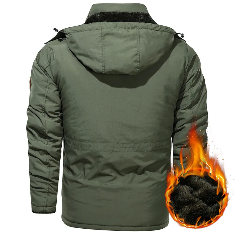 Winter parka men L-5XL 6XL jacket Mens Plus velvet Men Hooded Windbreaker coats men's casual warm jackets coat Detachable hat