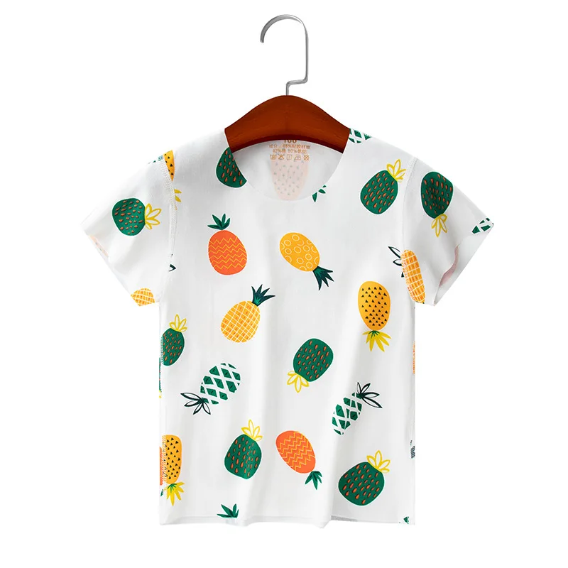 

Children's seamless short-sleeved T-shirt solid color striped thin section free cut boys and girls half-sleeved top TZ43
