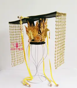 Женская Корона императора тиара из волос три Феникс престол кисточка волосы тиара для ТВ игра Легенда о Wu Zetian Косплей фотографии