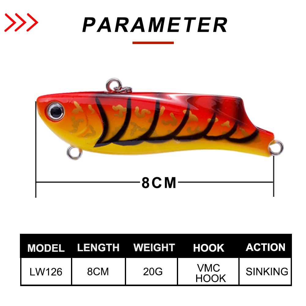 Hunthouse VIB жесткая приманка для рыбалки Вибрация LW126 80 мм 20 г оседающая на дно