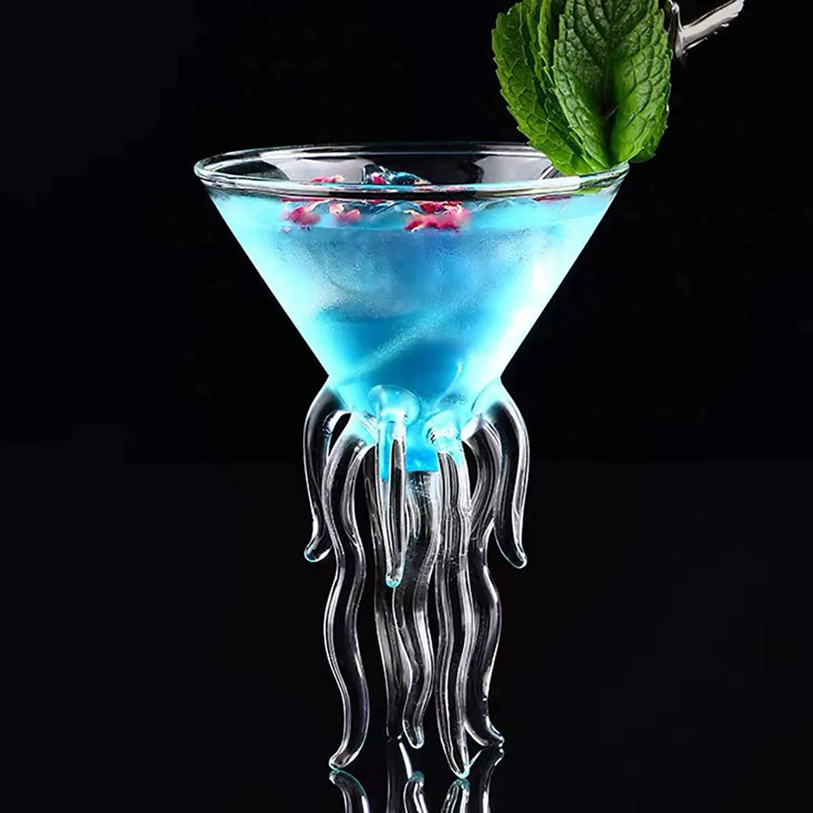 Креативный стеклянный бокал в виде сока осьминога 130 мл прозрачная Медуза