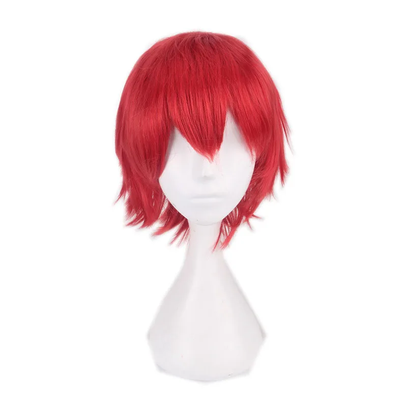

30CM 12'' wine red short Wig men women Synthetic Hair Heat Resistant Fiber Halloween Costume Carnival party cosplay Wigs