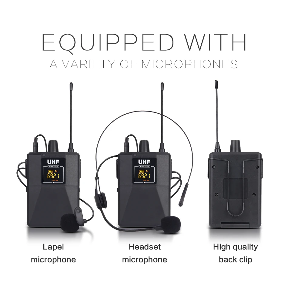 Мини 2 канальный портативный беспроводной микрофон Debra с ручным или лавальым