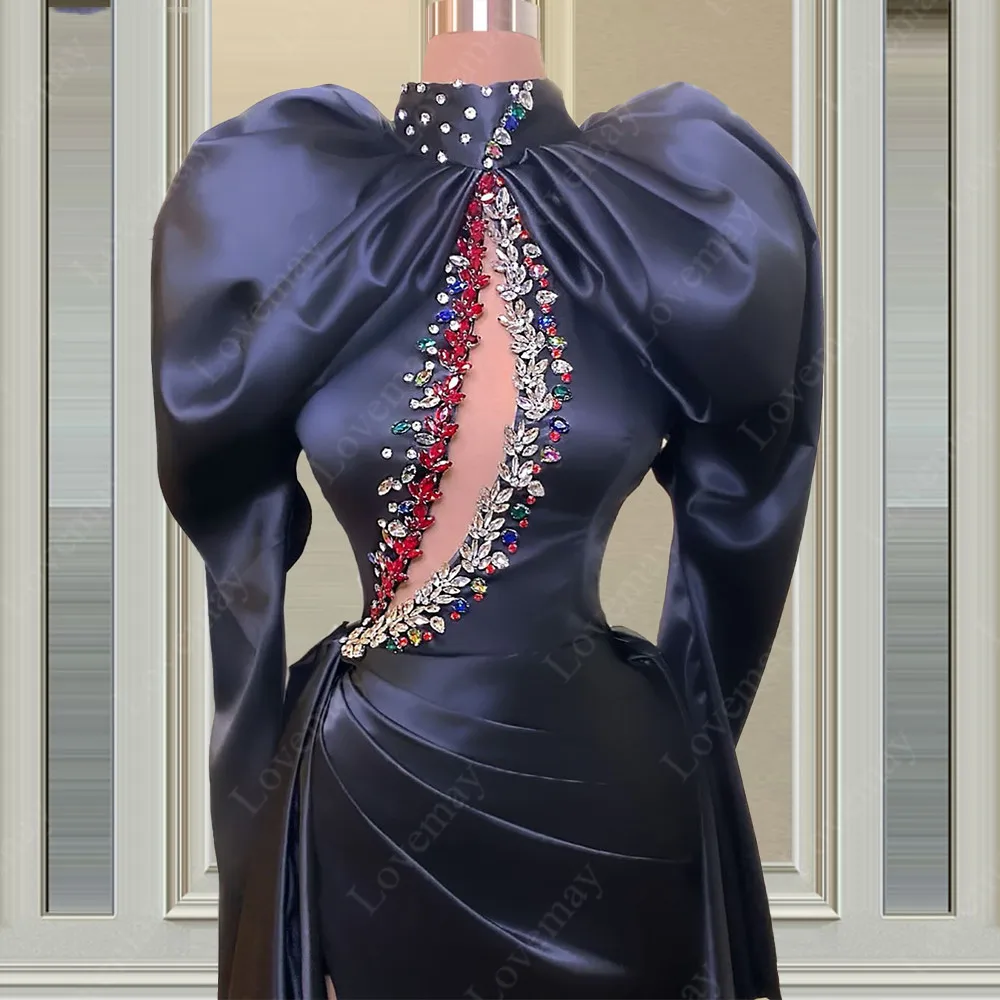 

Темно-синие мусульманские Вечерние платья с длинным рукавом, Платья для особых случаев для женщин, вечерние платья с кристаллами, элегантны...