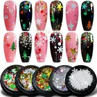 1 баночка для ногтей, блестящая микс-форма, Рождественская елка, снежинка, звезды, голографические пайетки, наклейки в виде кусочков ногтей, украшения для маникюра