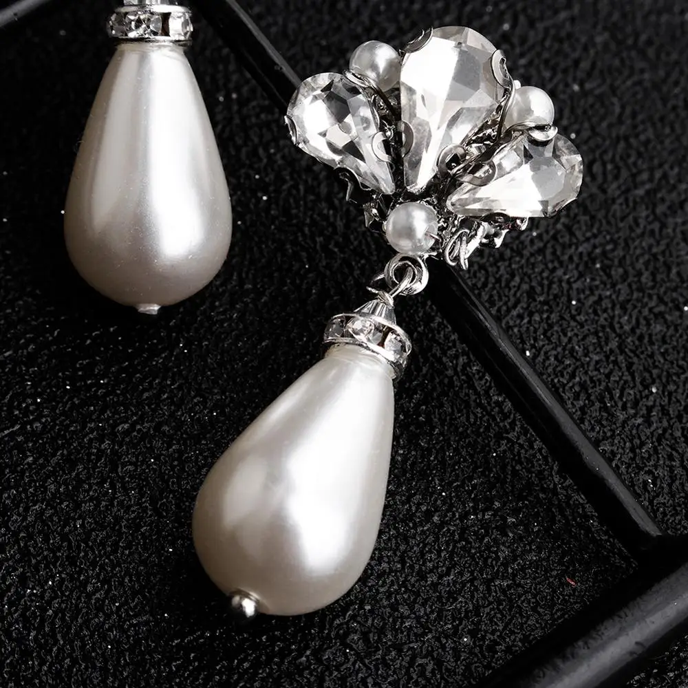 Женские серьги подвески с искусственным жемчугом Стразы ручной работы свадебные