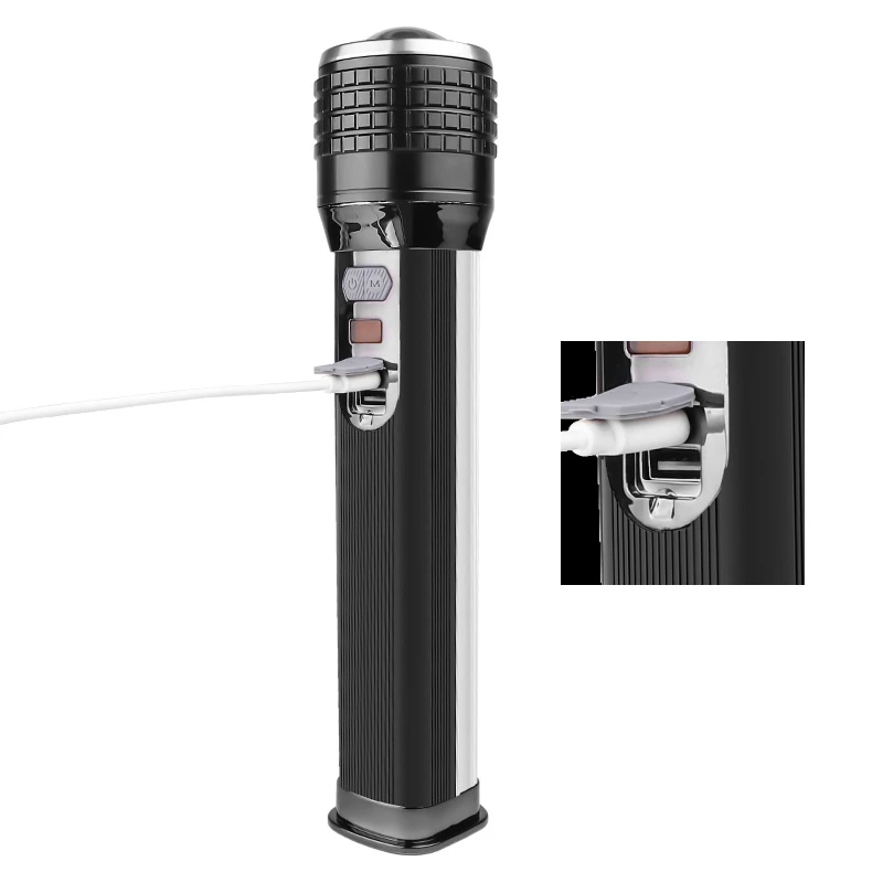 

XHP70+COB Flashlight Battery Super Bright LCD Display Zoom LED Flashlight USB Rechargeable Torch for Hunting Camping