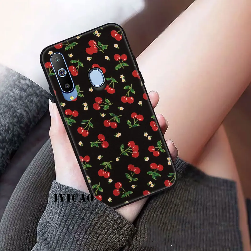 IYICAO Green Cherry Fruit Soft Case for Samsung Galaxy A9 A8 A7 A6 2018 Plus A3 A5 2016 2017 J6 Phone |