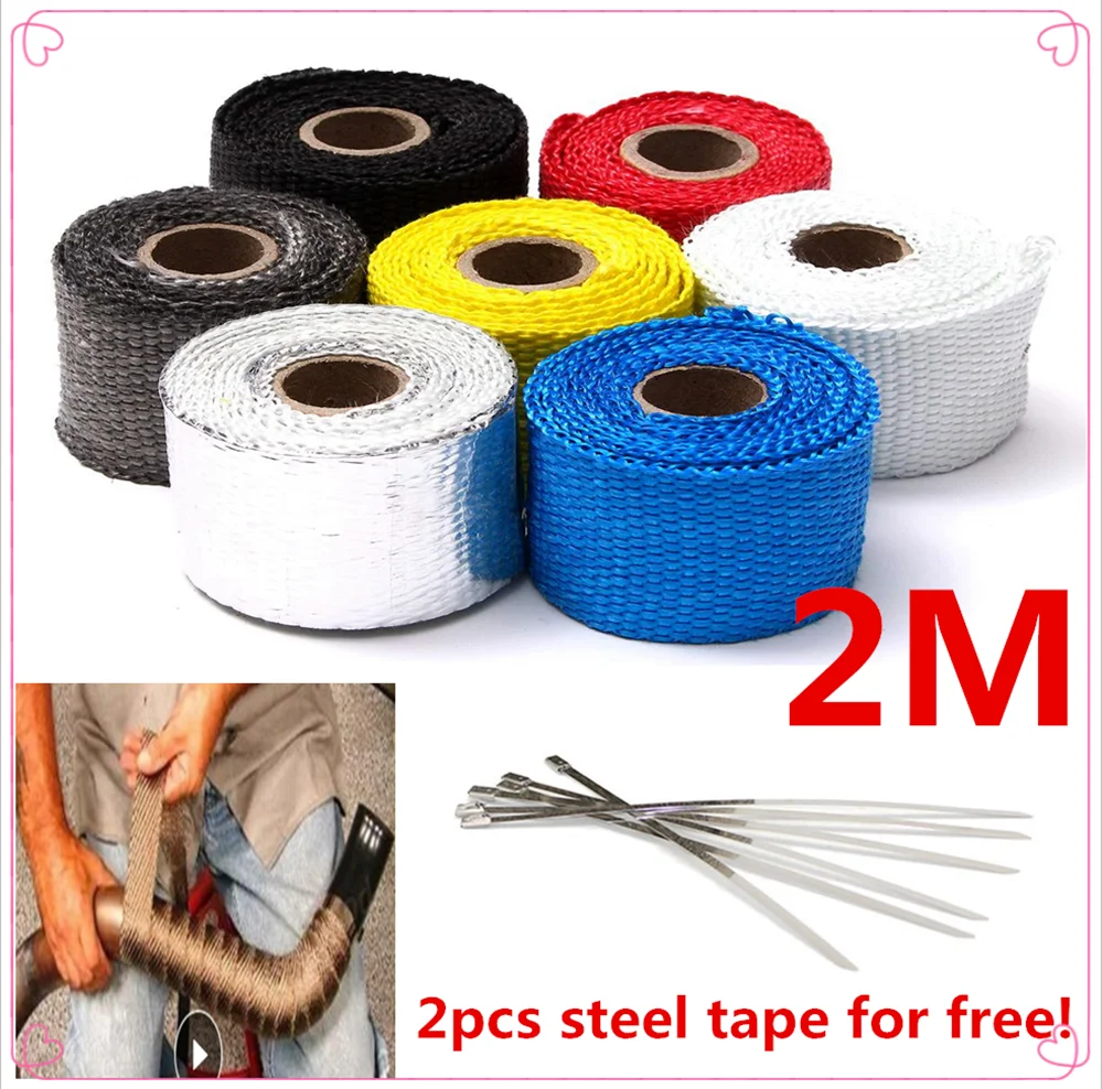 2 м мотоциклетная выхлопная труба теплозащитная обертка из стекловолокна для HONDA