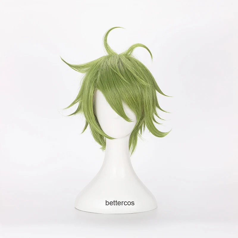 Парик для косплея из аниме данганронпа Зеленые Короткие термостойкие