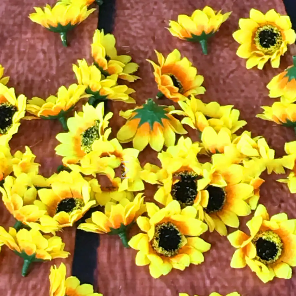 100 шт. искусственные подсолнухи для рукоделия|Искусственные и сухие цветы| |