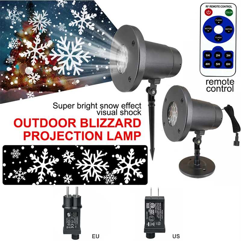 СВЕТОДИОДНЫЙ Красочный Вращающийся лазер сценическое освещение белая Снежинка