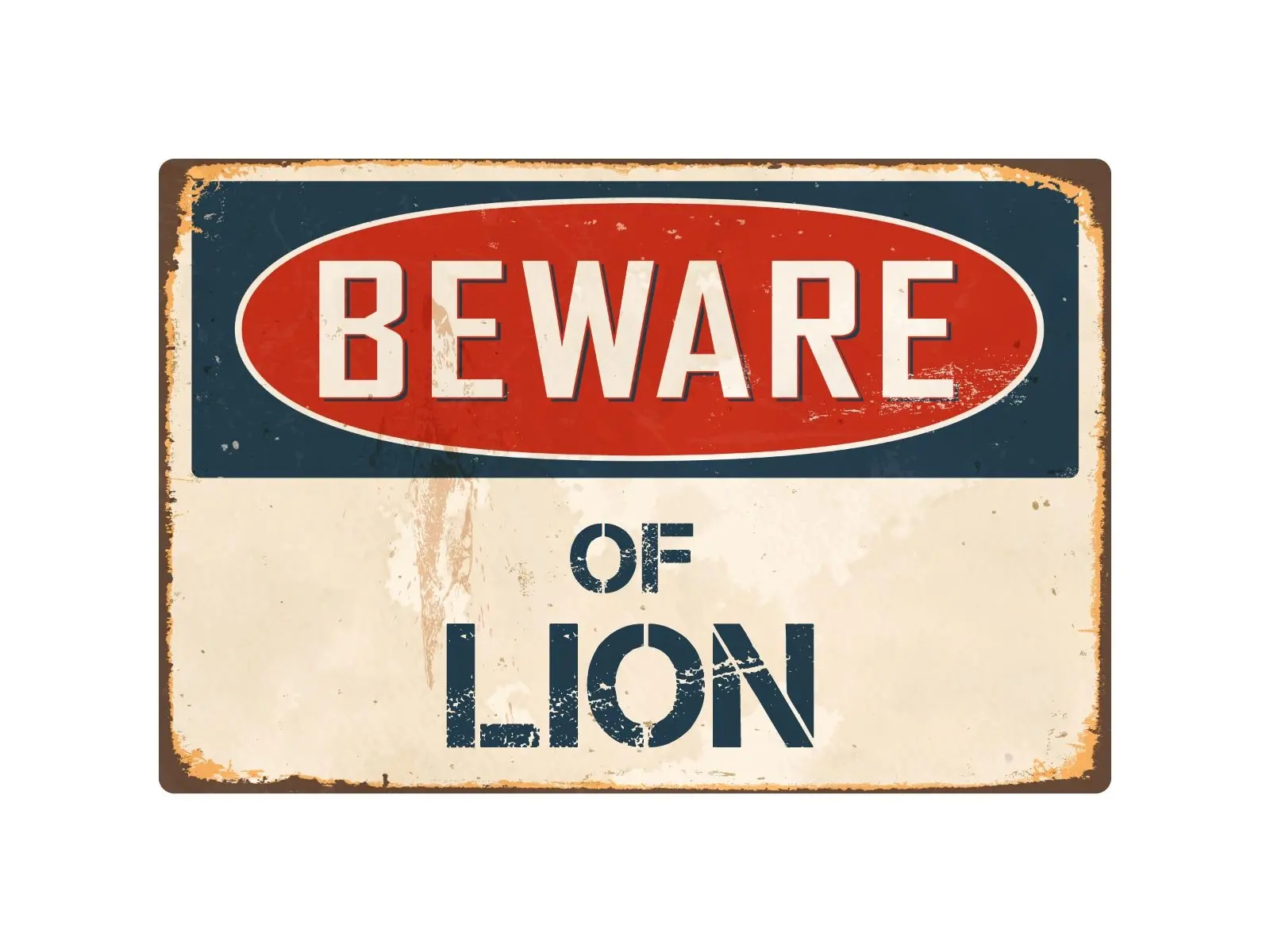 

StickerPirate Beware of Lion 8” x 12” Vintage Aluminum Retro Metal Sign VS255