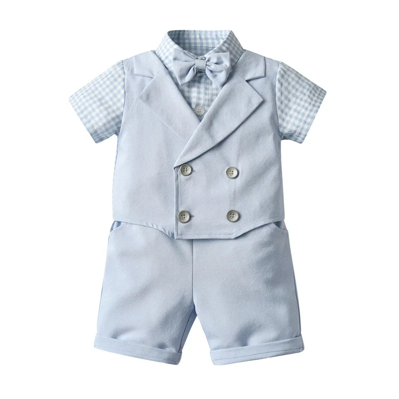 

Baby Boys Clothing Suit Children's Gentleman Outfits Kids Top+Shorts Baptism Wedding Birthday Sets Child Boy Summer Clothes Suit