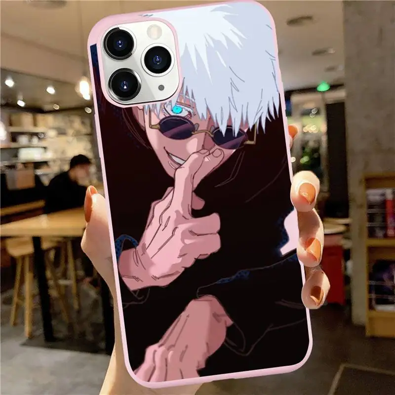 

Cartoon Jujutsu Kaisen Yuji Itadori Fushiguro Phone Case Pink Candy Color for iPhone 6 7 8 11 12 s mini pro X XS XR MAX Plus