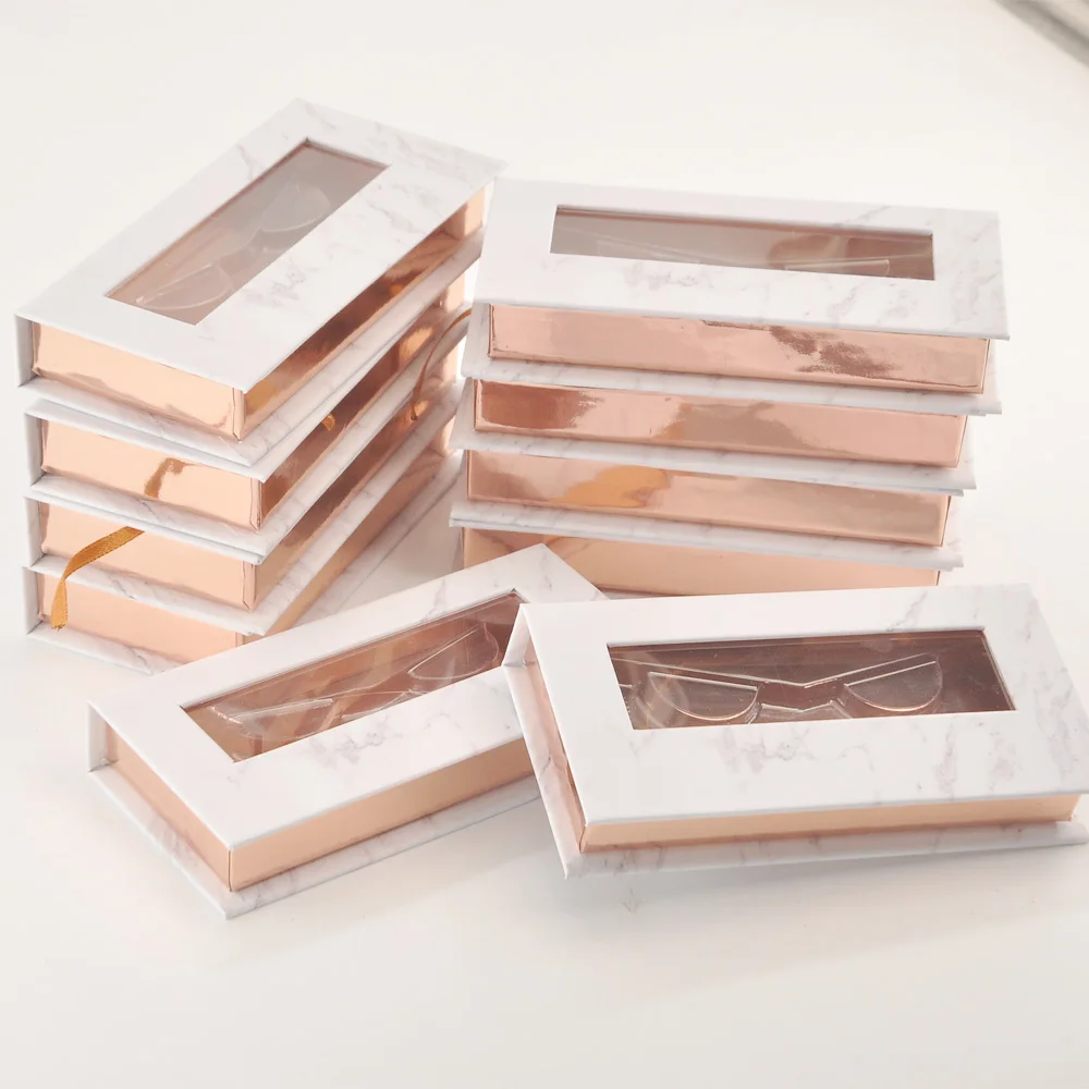 

Series2-Eyelash boxes wholesale rectangle magnetic 25mm mink eyelashes marble grey makeup case faux cils lash packaging vendors