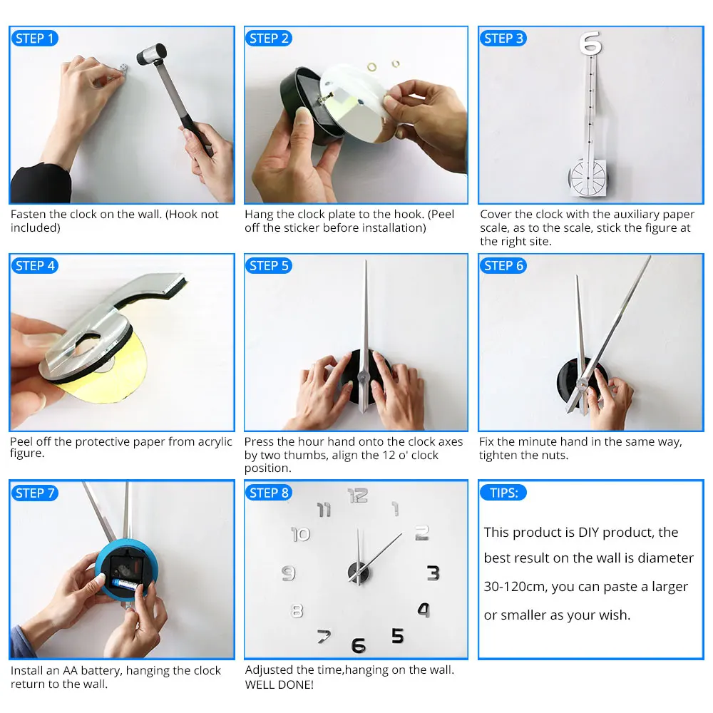 Черепов Безрамное Diy большие современные настенные часы настенные кварцевые часы салонные 3d зеркальные светодиодные ручные часы Гостиная домашний декор