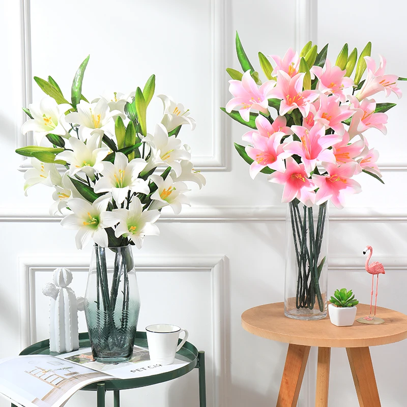 Искусственный цветок лилии филиал высокое качество Лилия Моделирование Цветок