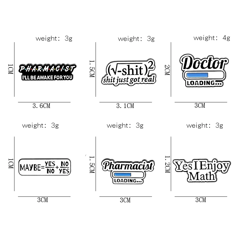 Креативные эмалевые булавки с английскими буквами и математическими