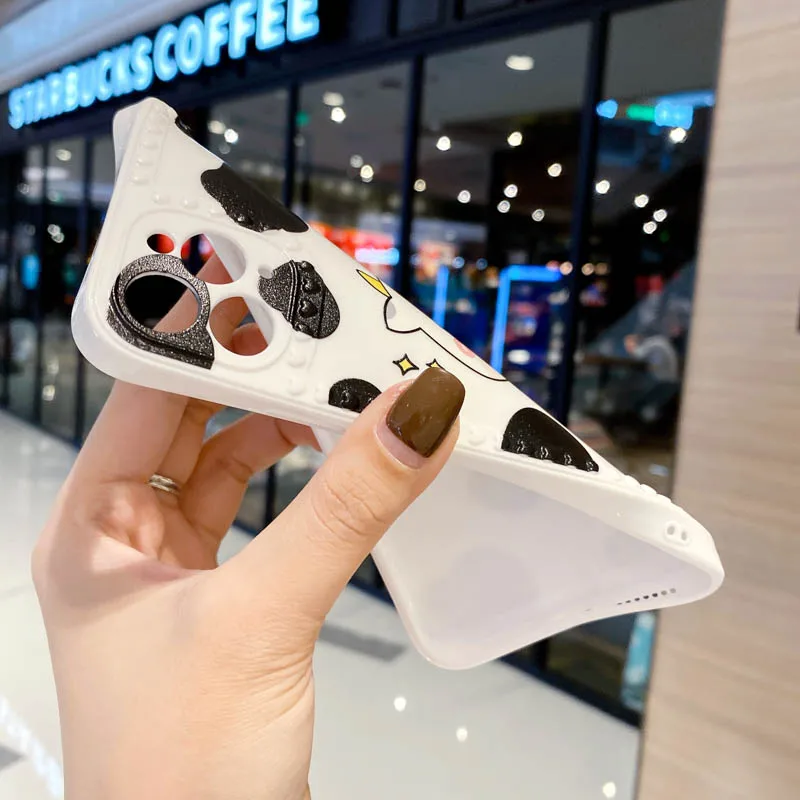 

For iPhone 11 12 Pro Max Mini Case Cow Milk Black White Silicone Phone Cover On iphone XS Max XR X 7 8 6S 6 Plus SE 2020 Cases