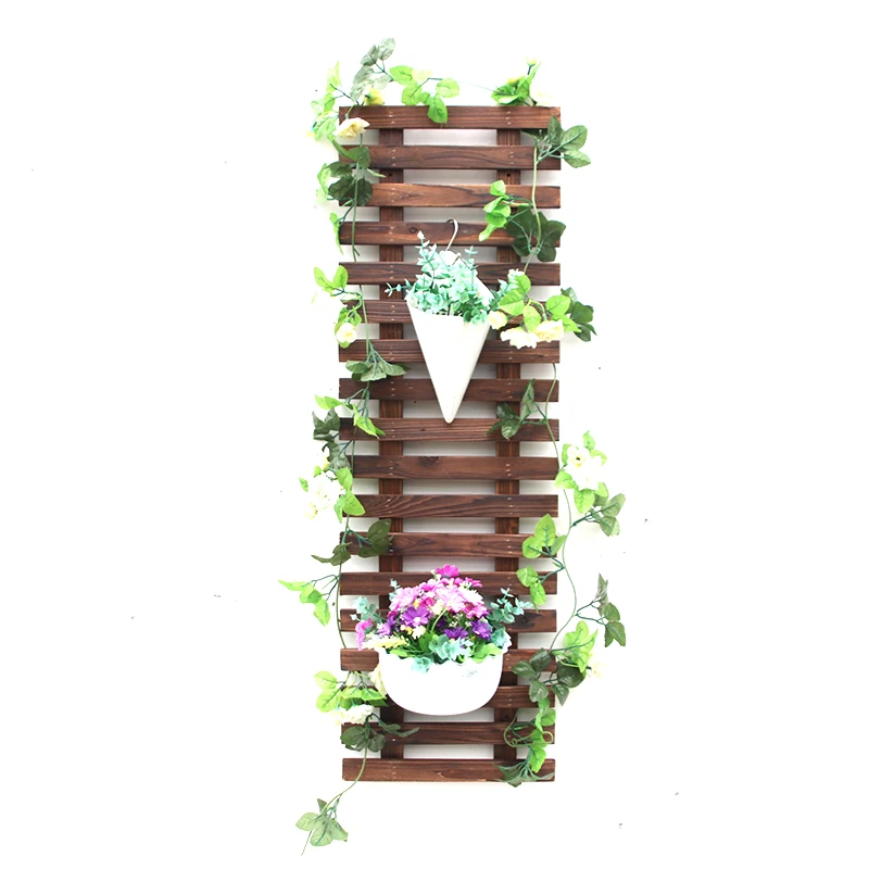 

Solid wooden wall decoration wall hanging flower rack courtyard wall hanging grid climbing flower rack outdoor carbonized antico