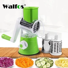 WALFOS Vegetable Slicer Manual Kitchen Grater Vegetable Chopper 3 in 1 Round Mandolin Cutter Potato Spiralizer Household Gadgets