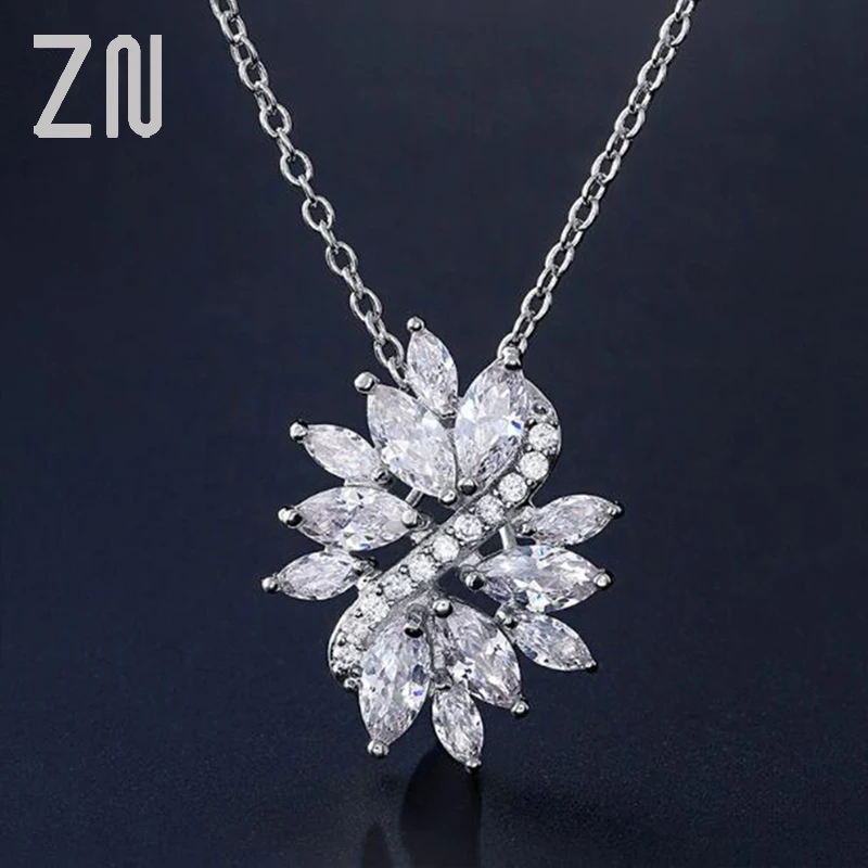 ZN Новая мода Цветок Маркиза Cut Нежный AAA кубический циркон кулон ювелирные