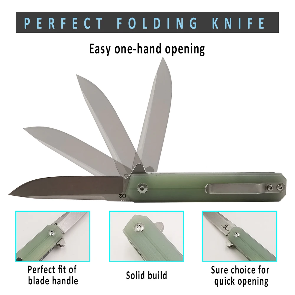 12 шт./лот 100% D2 лезвие шарикоподшипник черный складной нож G10 Ручка Открытый