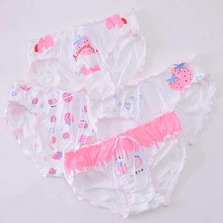 1 шт. 28 стилей милые женские хлопковые трусы средней посадки с принтом фруктов