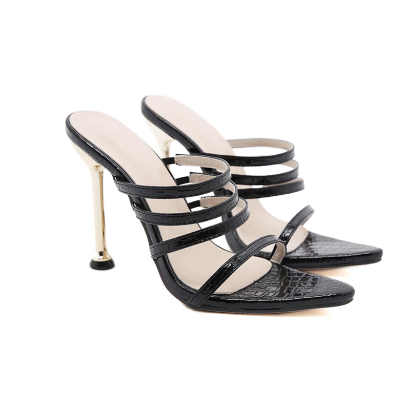 

2021 New Women Pumps Fashion Open Pointed Toe Ladies Slippers Sexy Female Thin Belt Thin High Heels Woman Party Summer Shoes