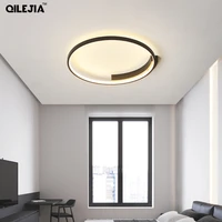 led chandeliers simple line circular lamp for bedroom round simple indoor lamp lighting luminaria whiteblack gold color lights