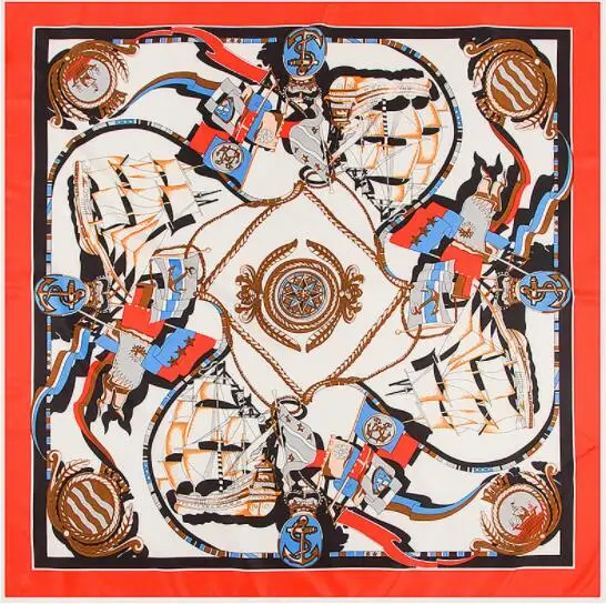 100 см квадратный шелковый шарф 59 дизайнов роскошный бренд шейный платок мусульманский платок квадратные шарфы женский платок Женская бандана - Цвет: C30