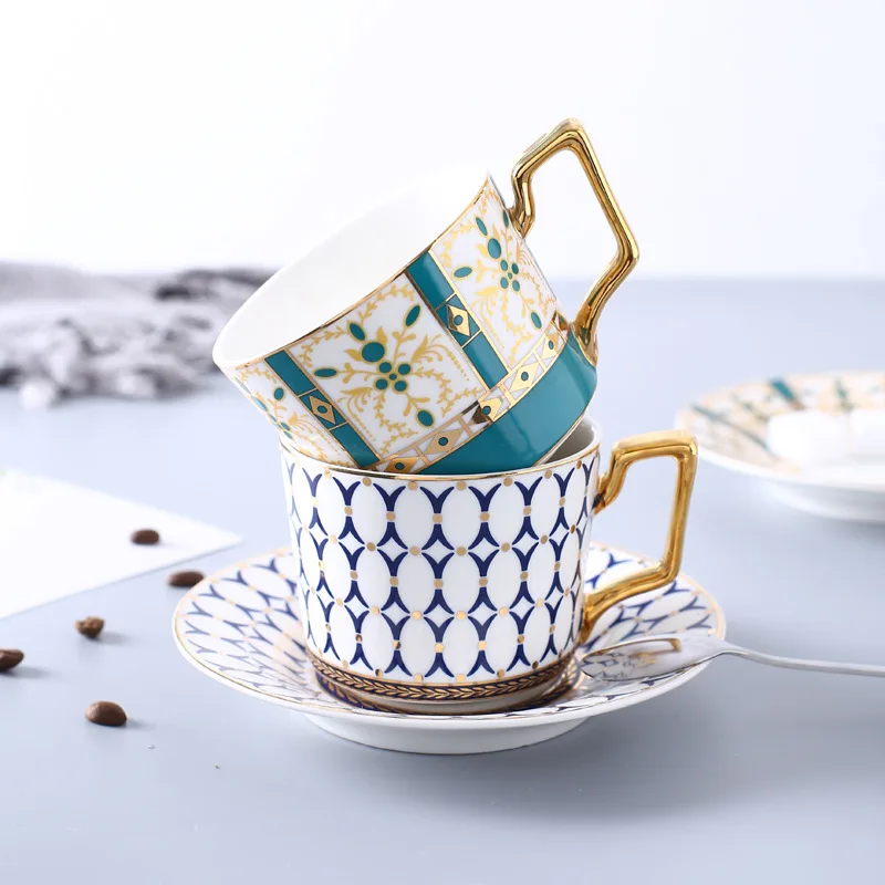 

Light Luxury Gilt Bone China Cup and Dish Hotel Beauty Club Afternoon Tea European Style British Style Coffee Cup with Spoon